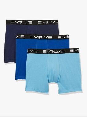 NEW EVOLVE Men’s 3-Pack Boxer Briefs - Light Blue, Royal Blue, Navy Medium